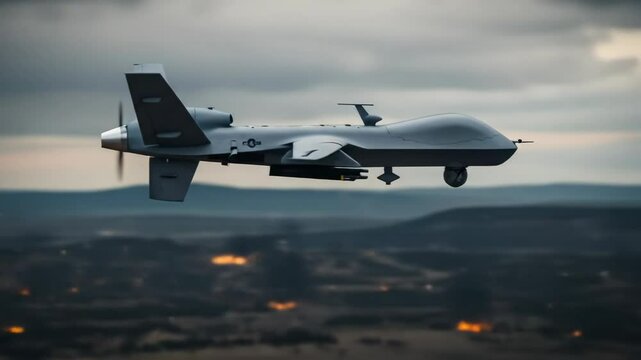 Drone over war zone battlefield aerial view