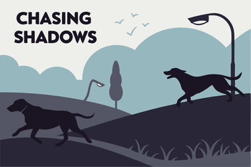 Chasing Shadows: Running Dog Silhouette Set