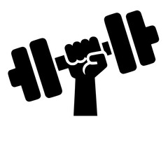 Strong hand lifting heavy dumbbell fitness icon