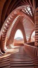 Obraz premium Stunning Architectural Design: Wooden Pavilion Interior