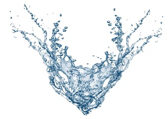 飛び散った抽象的な青い水しぶきの3dイラスト