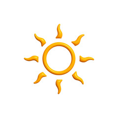 Glossy sun icon in minimal 3D style. Bright summer symbol for weather app, UI design, climate logo, clean branding. Vector illustration.