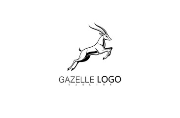 Gazelle Silhouette Vector Logo with Stylish Deer in Motion. Jumping Wildlife Animal Design for Nature Business Branding, Outdoor Logo Symbol, or Sophisticated Brand Identity Illustration.


