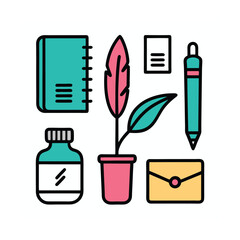 vector set of office tools