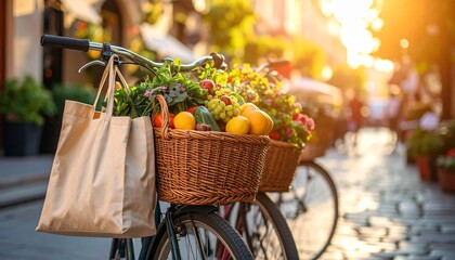 Sustainable Shopping Fresh Produce on a Bicycle