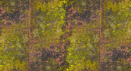 Realistic Weathered Clay Red Brick Wall Texture with Green Moss and Fungi. Ideal for Creative Project or Design.