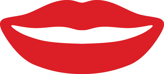 Red Lips Silhouette Print Stamp Mark