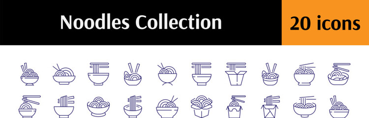 Noodle Line Icon Bundle. Minimalistic Linear Pictogram for Web and Graphic Design, Apps, Banners, Social Network and Cards