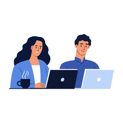 A flat style illustration showing study buddies