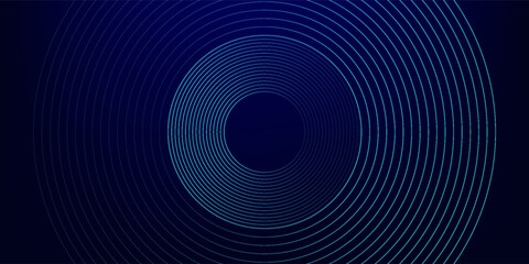 Abstract glowing circle lines on dark blue background. Geometric stripe line art design. Modern shiny blue lines. Futuristic technology concept. Suit for poster, cover, banner, brochure, website
