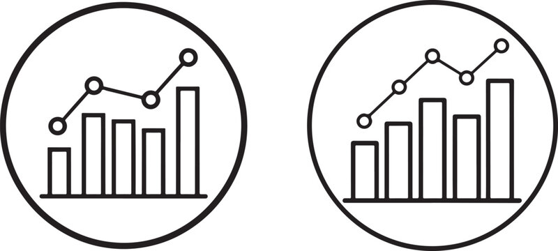 Two minimalist bar chart illustrations representing data analysis and business growth