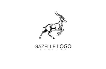 Nimble Jumping Deer Logo Design with Gazelle Silhouette. Sleek Animal Vector Illustration for Branding, Wildlife Identity, Outdoor Brand Concept, or Nature Logo Design for Elegant Business Icon.

