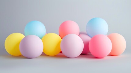 A beautiful arrangement of pastel-colored spheres. The spheres are of different sizes and are arranged in a seemingly random order.