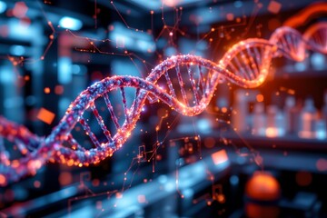 Exploring dna structures and their implications in genetic research laboratory setting scientific illustration digital environment close-up view biotechnology insights