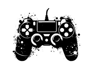 Stylized Ink Splatter Gaming Controller Illustration