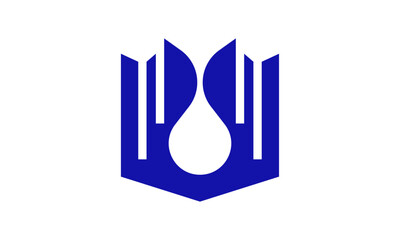 Abstract Shield Drop Logo Design – Modern Shield Shape Combined with Droplet Element for Technology, Protection, and Innovation Branding