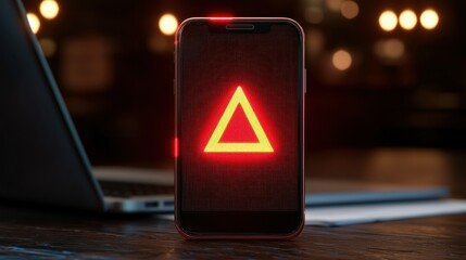 Smartphone with warning triangle