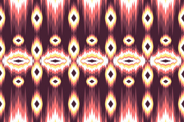 Seamless Ikat Pattern Design Textile Print Background Texture Red Yellow White Brown