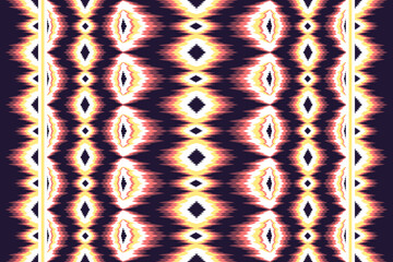Vibrant Geometric Textile Pattern Design Warm Colors Seamless Repeat Ikat Style Background