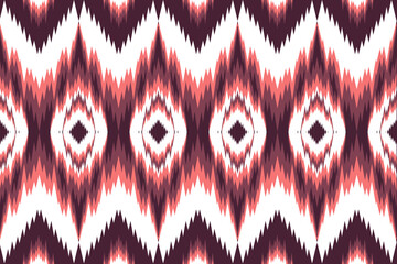 Seamless Coral and Maroon Ikat Pattern Digital Textile Print Design Perfect for Fabric Wallpaper or Background