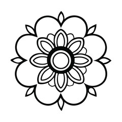 black and white vector mandala design with white background