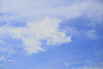 Bright sky scene with white clouds and blue sky. Can be used for nature theme backgrounds or media about nature