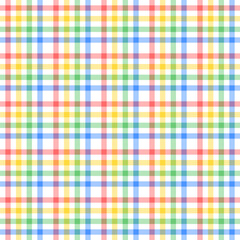 Seamless pattern with colorful stripes.Colorful plaid seamless pattern.Multicolor loincloth, gingham repeat pattern in blue green yellow red white.Vector texture background for fabric and prints.