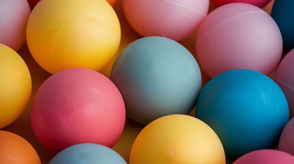Colorful balls of various sizes and colors. The balls are all in focus and have a smooth, glossy surface.