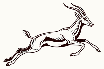 Gazelle or antelope isolated animal silhouette. Vector wild jumping goat, hunting sport mascot