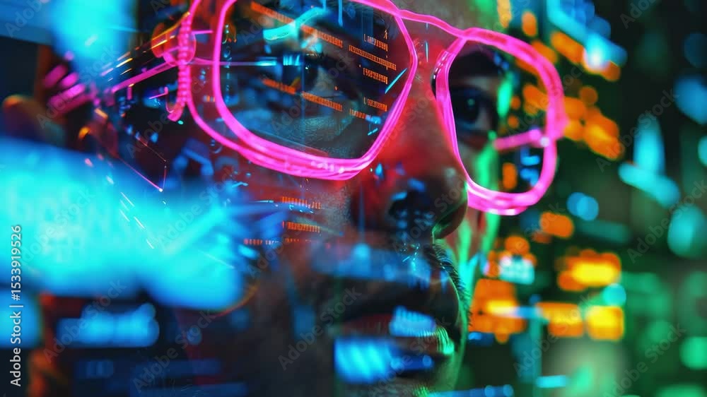 Aufkleber exploring the digital world through augmented reality with a focus on data visualization in a futuri