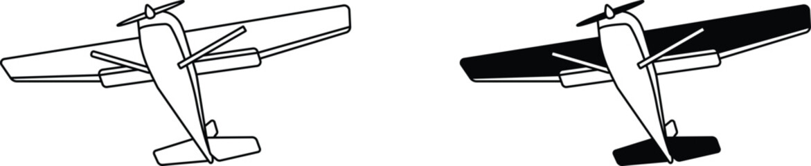 Airplane line and fill vector illustration