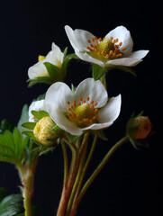 Obraz premium Close-Up of Delicate Strawberry Flowers in Bloom