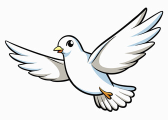 Flying dove, drawing, engraving, ink, line art, vector cartoon illustration