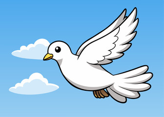 white dove in flight Creative vector cartoon illustration