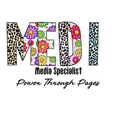 Colorful MEDI Word Design with Leopard Print and Flowers for Apparel