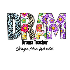 DRAMA Design with Leopard Print and Flowers - Apparel Graphic