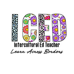 ICED Design with Leopard Print and Flowers - Trendy Graphic Tee Design