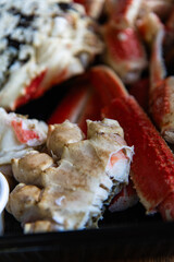 steamed red snow crab on the dish