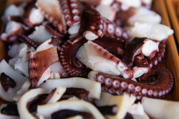 boiled octopus on the plate