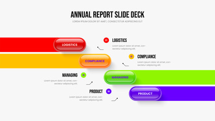 Modern Growth Four Step Infographic Frame Design. Enterprise Proposal Presentation Template Vector Illustration. Business Forecast 4 Element Diagram Slide Layout.