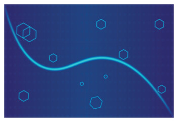 Blue Abstract Hexagon Background with Glowing Wave and Digital Tech Feel