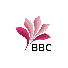 BBC Elegant Abstract Floral Logo Design BBC  Later Logo, with Pink Petals and BBC Text
