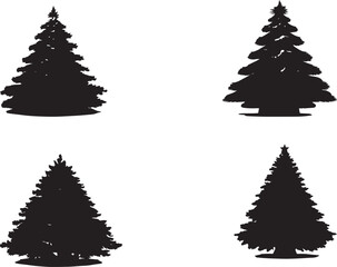 Obraz premium Vector Christmas Tree Silhouette Set