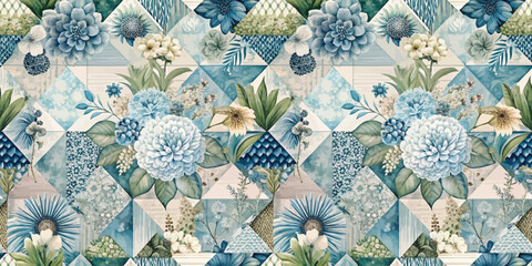 Beautiful floral pattern featuring intricate blue and green hues.