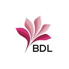 BDL Elegant Abstract Floral Logo Design BDL  Later Logo, with Pink Petals and BDL Text
