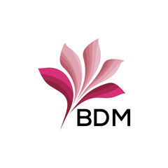 BDM Elegant Abstract Floral Logo Design BDM  Later Logo, with Pink Petals and BDM Text
