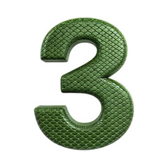 Naklejka premium 3 made of realistic 3d render green color on a transparent background 