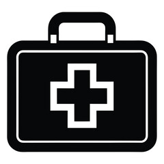 Obraz premium Black and white vector illustration of a first aid kit for healthcare and emergency services