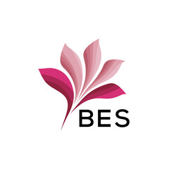 BES Elegant Abstract Floral Logo Design BES  Later Logo, with Pink Petals and BES Text

