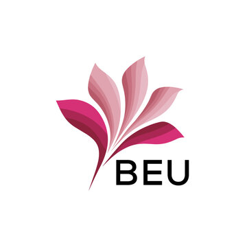 BEU Elegant Abstract Floral Logo Design BEU  Later Logo, with Pink Petals and BEU Text
